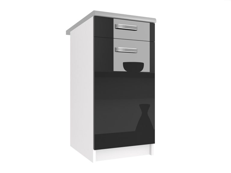 Mobile da cucina Belini inferiore con cassetti 40 cm nero lucido con piano di lavoro Produttore INF SDSZ1-40/1/WT/B/0/F