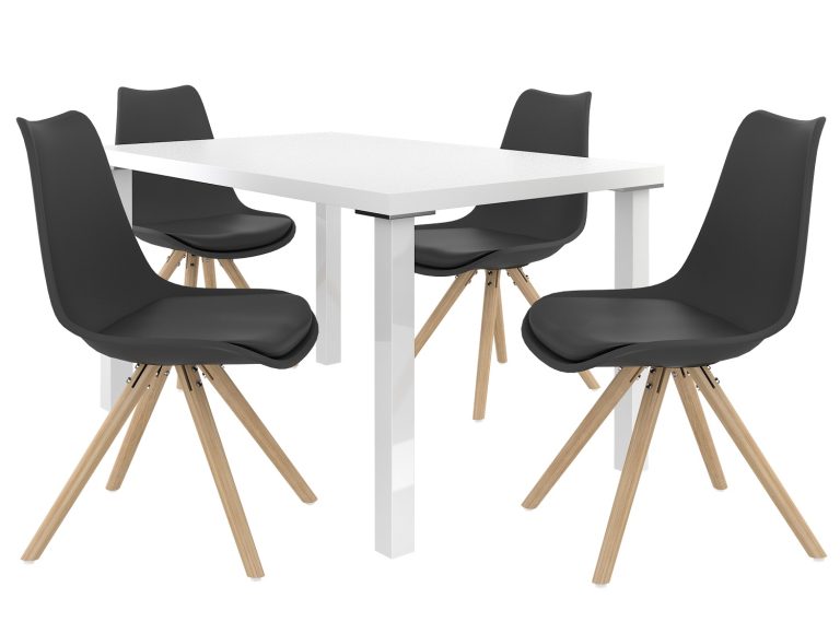 Set da pranzo 1 + 4 Belini bianco opaco / nero opaco Amareto AMA/0/ZES/W/4B