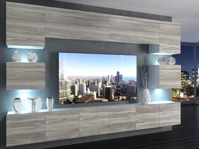 Parete attrezzata 300 cm Belini grigio antracite Glamour Wood Imperium 3 Produttore IMP 3/5/W/GW1/0/0
