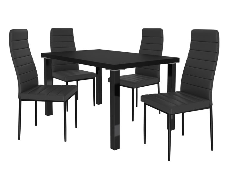Set da pranzo 1 + 4 Belini Nero opaco / Nero opaco Moderno MOD/0/ZES/B/4B






