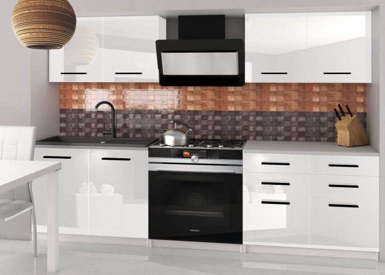 Mobili da cucina 160 cm bianchi lucidi senza piano di lavoro Produttore INF KOMPAKTO2/2/WT/W/BB/B1