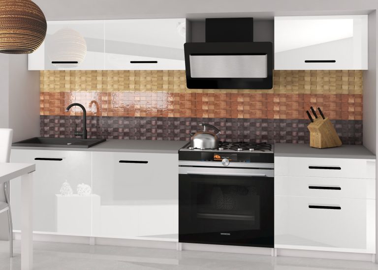 Mobili da cucina 180 cm bianco lucido senza piano di lavoro Produttore INF LAURENTINO2/2/WT/W/BB/B1