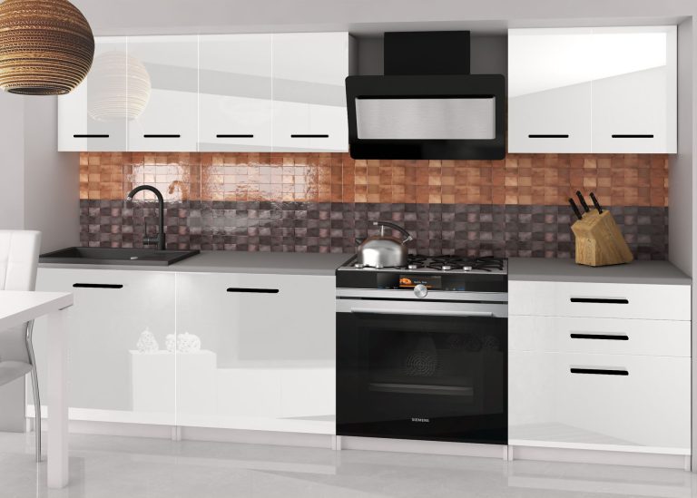 Mobili da cucina 180 cm bianchi lucidi senza piano di lavoro Produttore INF SONIK2/2/WT/W/BB/B1