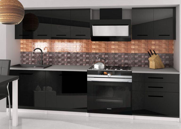 Mobili da cucina 180 cm nero lucido senza piano di lavoro Produttore INF SONIK2/2/WT/B/BB/B1