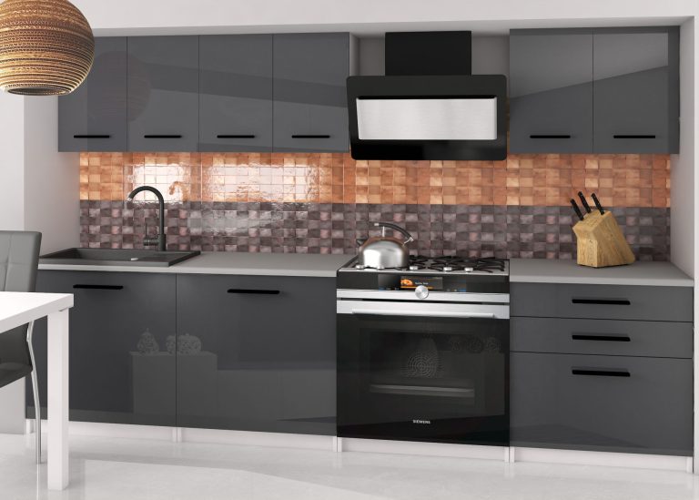 Mobili da cucina 180 cm grigio lucido senza piano di lavoro Produttore INF SONIK2/2/WT/S/BB/B1