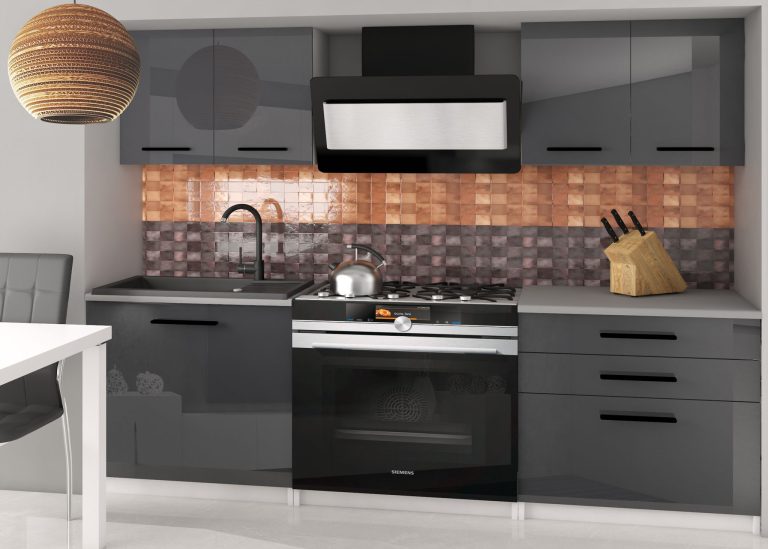 Mobili da cucina 120 cm grigio lucido senza piano di lavoro Produttore INF TIESTO2/2/WT/S/BB/B1