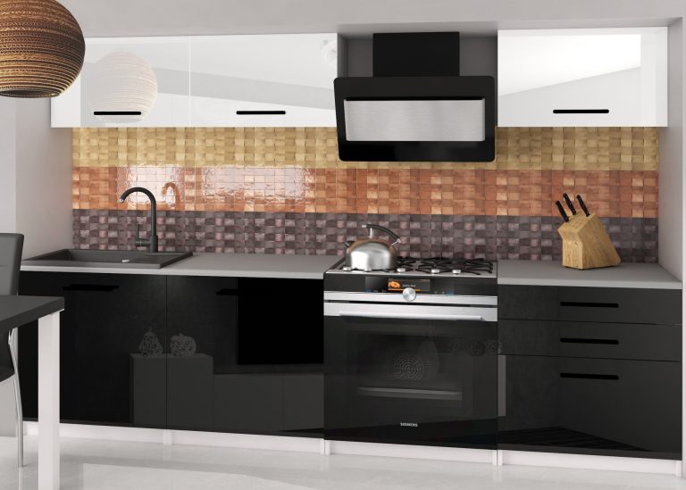 Mobili da cucina 180 cm bianco lucido nero lucido senza piano di lavoro Produttore INF LAURENTINO2/2/WT/WB/BB/B1