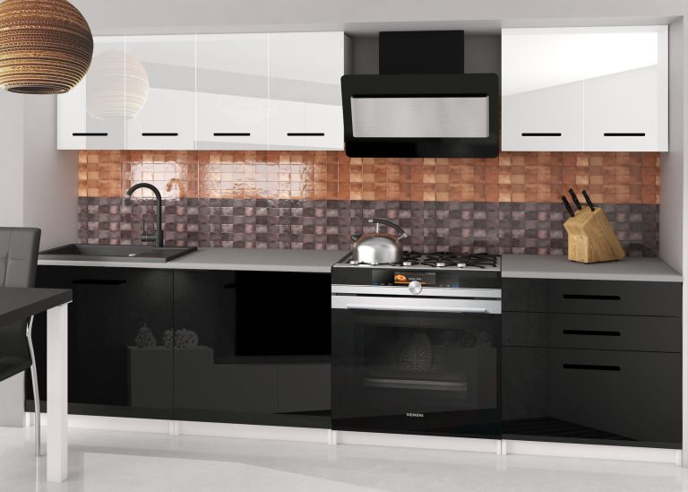 Mobili da cucina 180 cm bianco lucido nero lucido senza piano di lavoro Produttore INF SONIK2/2/WT/WB/BB/B1