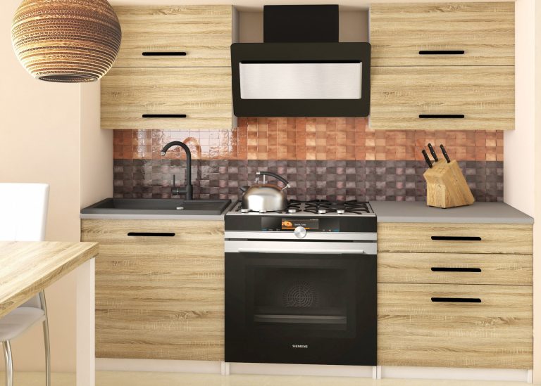 Mobili da cucina 120 cm in rovere Wotan rovere Sonoma con piano di lavoro Produttore TOR ELEGANTA2/2/WT/DS/0/B1