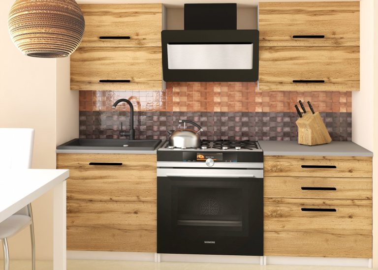 Mobili da cucina 120 cm in rovere Wotan rovere Sonoma con piano di lavoro Produttore TOR ELEGANTA2/2/WT/DW/0/B1