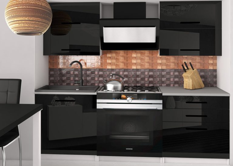 Mobili da cucina 120 cm nero lucido senza piano di lavoro Produttore INF ELEGANTA2/2/WT/B/BB/B1