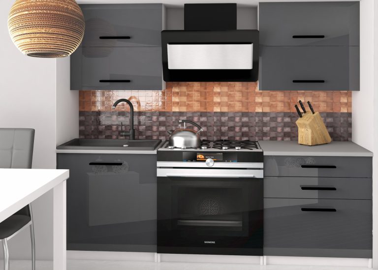 Mobili da cucina 120 cm grigio lucido senza piano di lavoro Produttore INF ELEGANTA2/2/WT/S/BB/B1