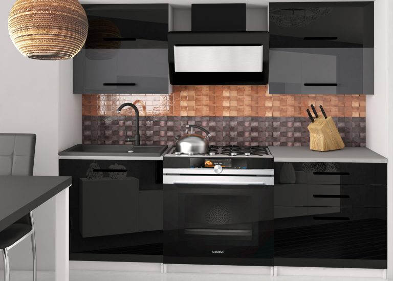 Mobili da cucina 120 cm neri lucidi grigio antracite grafite senza piano di lavoro Produttore INF ELEGANTA2/2/WT/BSB/BB/B1