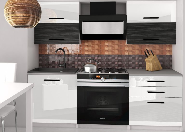 Mobili da cucina 120 cm bianchi lucidi ebano nero scuro senza piano di lavoro Produttore INF ELEGANTA2/2/WT/WHKW/BB/B1