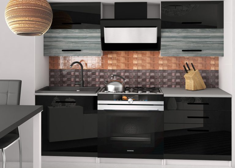 Mobili da cucina 120 cm neri lucidi grigio antracite grafite senza piano di lavoro Produttore INF ELEGANTA2/2/WT/BGW1B/BB/B1