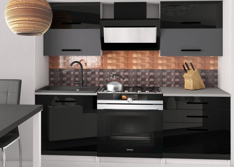 Mobili da cucina 120 cm neri lucidi grigio antracite grafite senza piano di lavoro Produttore INF ELEGANTA2/2/WT/BSRB/BB/B1