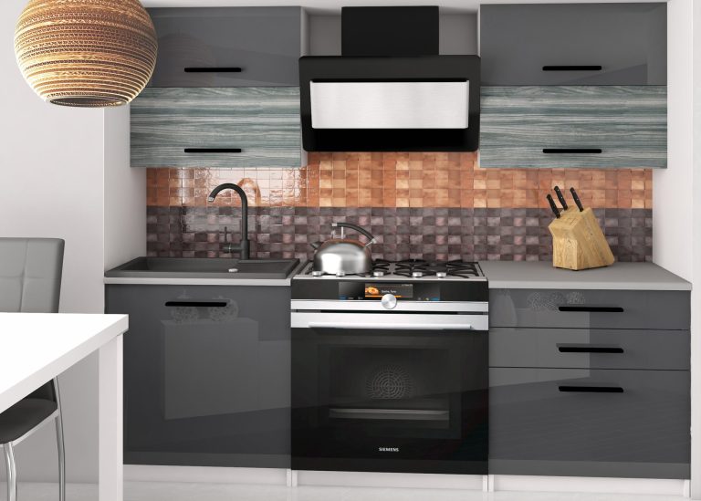 Mobili da cucina 120 cm grigio lucido grigio antracite grafite senza piano di lavoro Produttore INF ELEGANTA2/2/WT/SGW1S/BB/B1