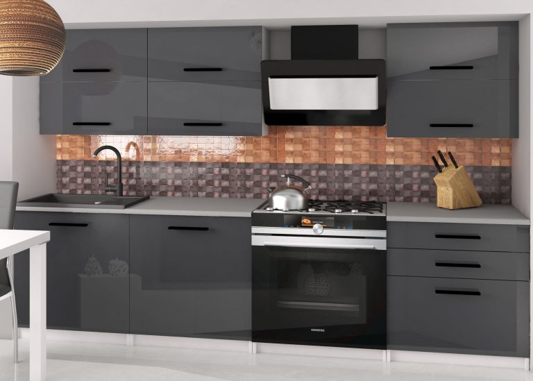 Mobili da cucina 180 cm grigio lucido senza piano di lavoro Produttore INF PRIMERA2/2/WT/S/BB/B1