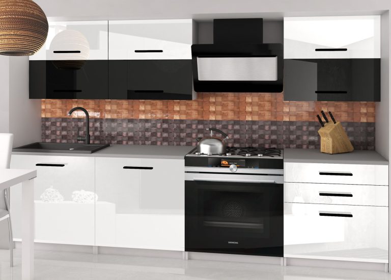 Mobili da cucina 180 cm bianco lucido nero lucido senza piano di lavoro Produttore INF PRIMERA2/2/WT/WBW/BB/B1