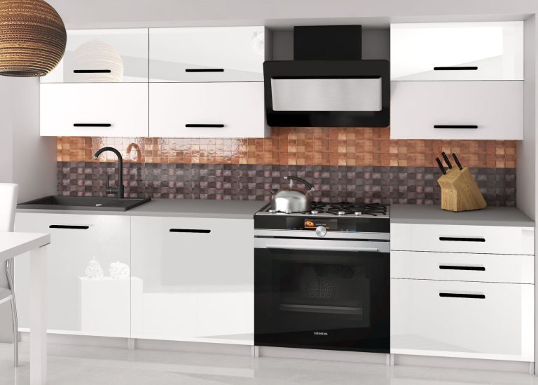 Mobili da cucina 180 cm bianco lucido bianco opaco con piano di lavoro Produttore INF PRIMERA2/2/WT/WWTW/0/B1