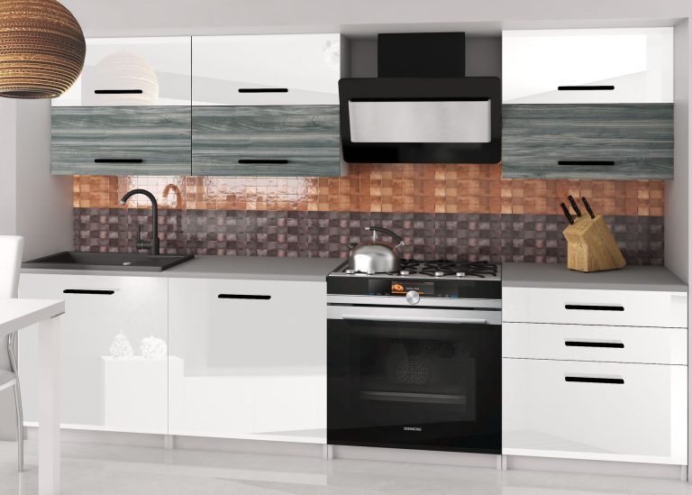 Mobili da cucina 180 cm bianchi lucidi grigio antracite grafite senza piano di lavoro Produttore INF PRIMERA2/2/WT/WGW1W/BB/B1
