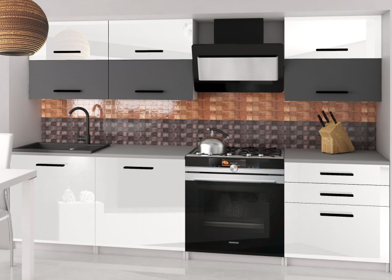 Mobili da cucina 180 cm bianchi lucidi grigio antracite grafite senza piano di lavoro Produttore INF PRIMERA2/2/WT/WSRW/BB/B1