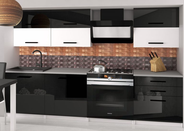 Mobili da cucina 180 cm nero lucido bianco lucido senza piano di lavoro Produttore INF PRIMERA2/2/WT/BWTB/BB/B1