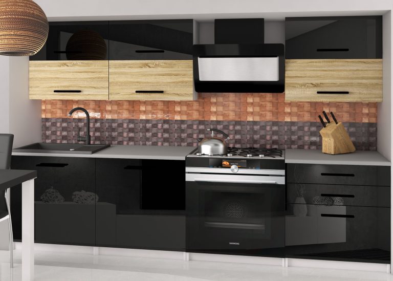 Mobili da cucina 180 cm neri lucidi in rovere Wotan rovere Sonoma senza piano di lavoro Produttore INF PRIMERA2/2/WT/BDSB/BB/B1