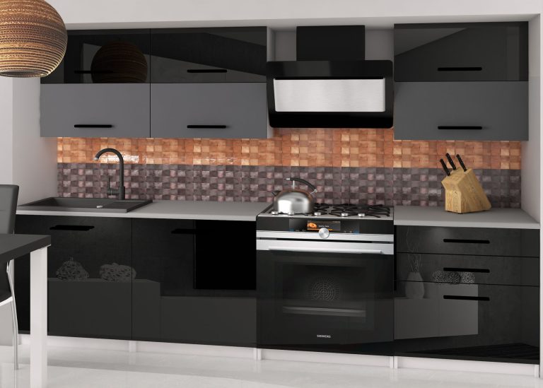 Mobili da cucina 180 cm nero lucido grigio antracite grafite senza piano di lavoro Produttore INF PRIMERA2/2/WT/BSRB/BB/B1