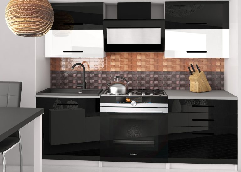 Mobili da cucina 120 cm nero lucido bianco lucido senza piano di lavoro Produttore INF ELEGANTA2/2/WT/BWB/BB/B1