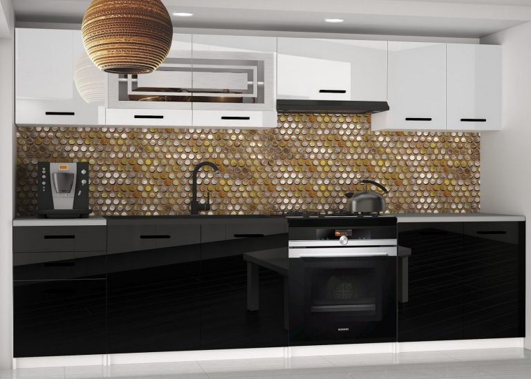 Mobili da cucina 240 cm bianco lucido nero lucido senza piano di lavoro Produttore INF MARIKA2/4/WT/WB/BB/B1
