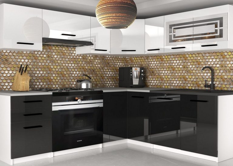 Cucina Belini 360 cm bianco lucido / nero lucido con piano di lavoro Lidia2 Produttore