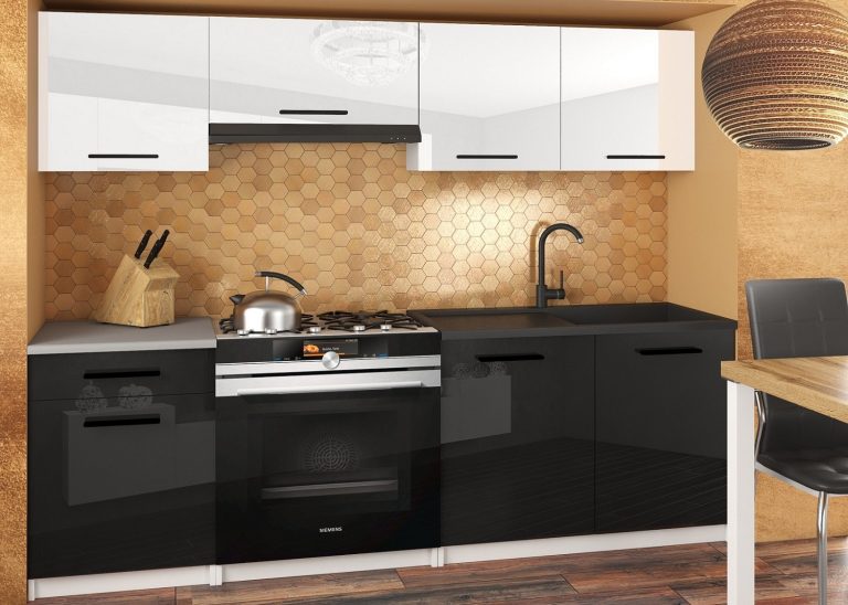 Mobili da cucina 180 cm bianco lucido nero lucido senza piano di lavoro Produttore INF SUPERUNIQA2/4/WT/WB/BB/B1