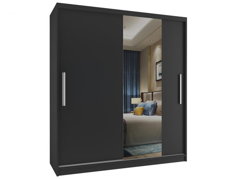 Armadio scorrevole 133 cm con specchio nero ebano scuro Produttore MSE SZP2/2/B/1B1L/AL
