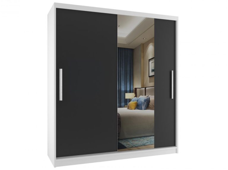 Armadio scorrevole 133 cm con specchio nero ebano scuro Produttore MSE SZP2/2/W/1B1L/AL