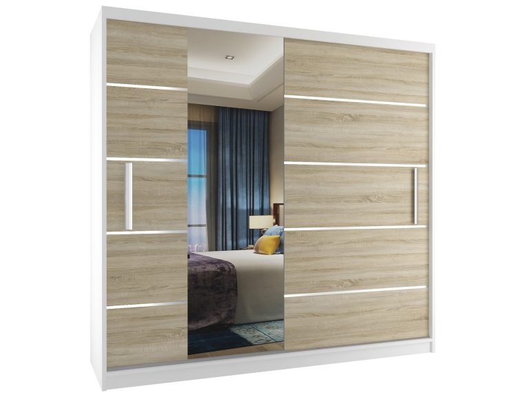 Armadio scorrevole 200 cm con specchio rovere rovere wotan rovere sonoma Produttore MBP SZP1/2/W/DS/0/AL