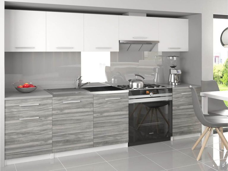 Mobili da cucina 240 cm bianchi opachi grigio antracite grafite con piano di lavoro Produttore TOR UNIQA3/3/WT/WTGW1/0/E