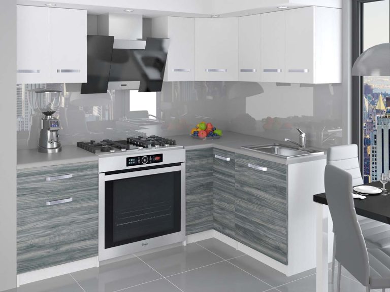 Mobili da cucina 300 cm bianchi opachi grigio antracite grafite con piano di lavoro Produttore TOR ARMIN3/1/WT/WTGW1/0/U