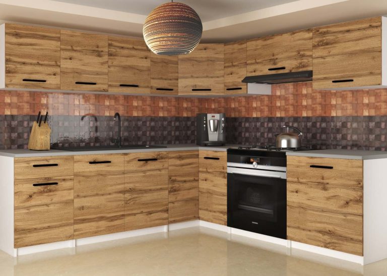 Mobili da cucina 420 cm in rovere Wotan rovere Sonoma con piano di lavoro Produttore TOR UNIQAPLUS/4/WT/DW/0/B1