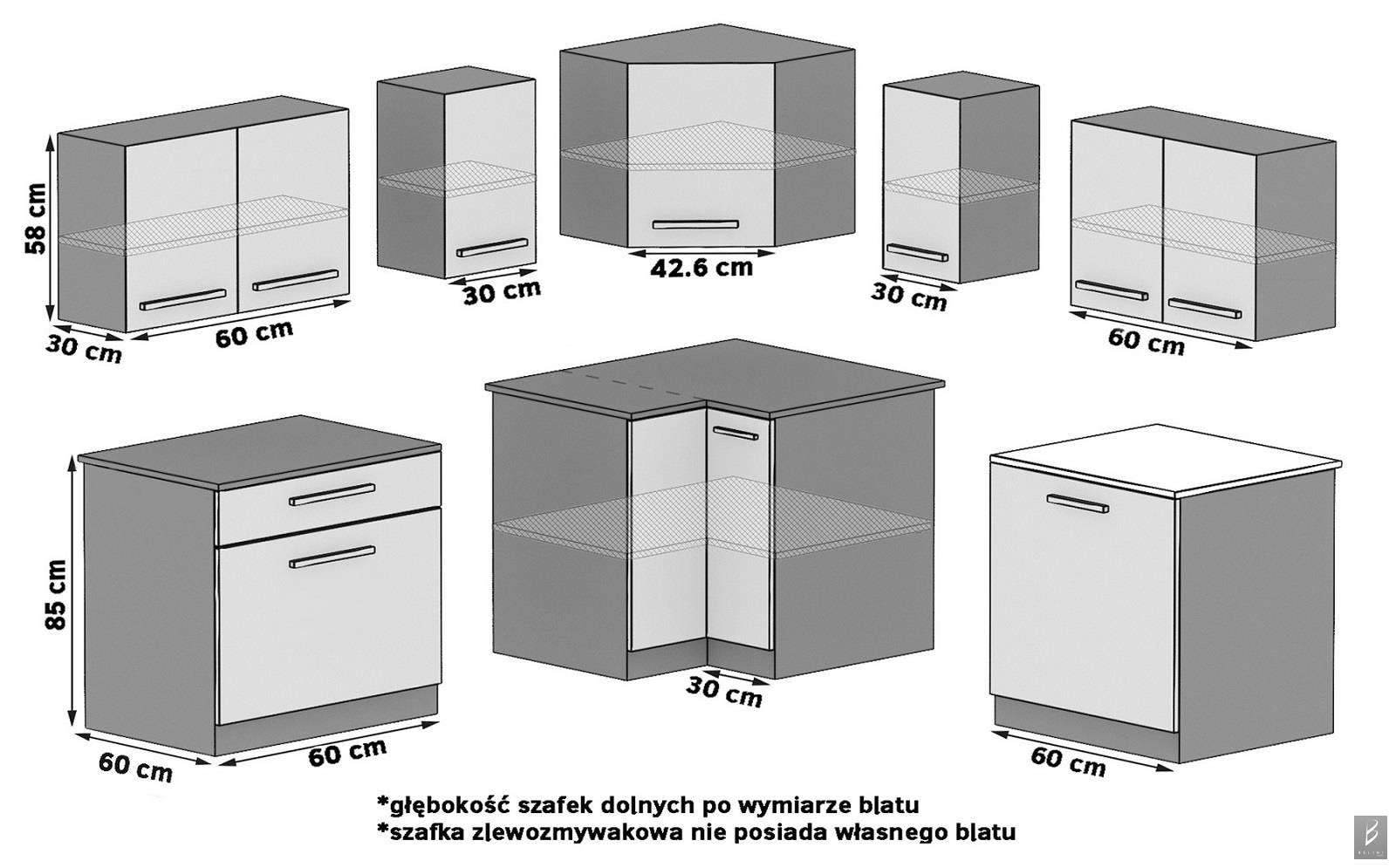 Mobili da cucina 300 cm grigio antracite grafite con piano di lavoro Produttore TOR ARMIN3/1/WT/GW1/0/U