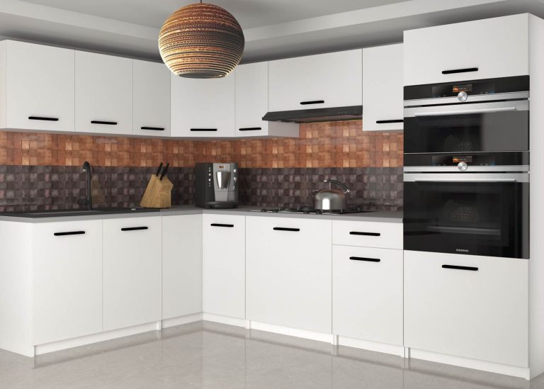 Mobili da cucina 420 cm bianchi opachi senza piano di lavoro Produttore TOR UNIQAGRANDE/4/WT/WT/BB/B1
