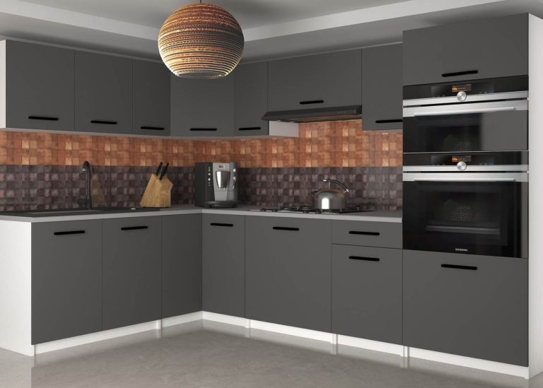 Mobili da cucina 420 cm grigio antracite grafite senza piano di lavoro Produttore TOR UNIQAGRANDE/4/WT/SR/BB/B1