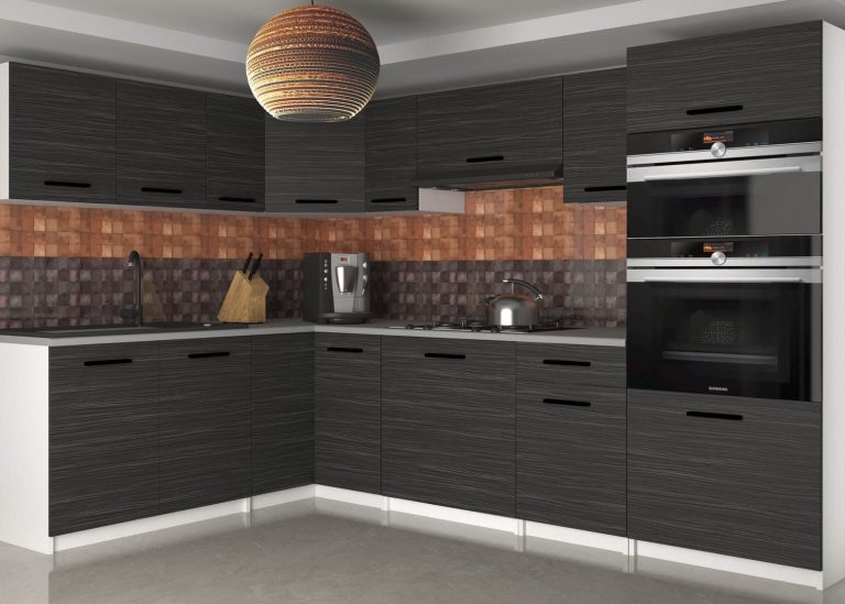 Mobili da cucina 420 cm nero ebano scuro senza piano di lavoro Produttore TOR UNIQAGRANDE/4/WT/HK/BB/B1