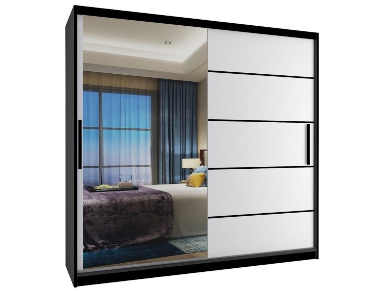 Armadio scorrevole 200 cm con specchio bianco opaco Produttore MZ SZP1/2/B/W/0/BL
