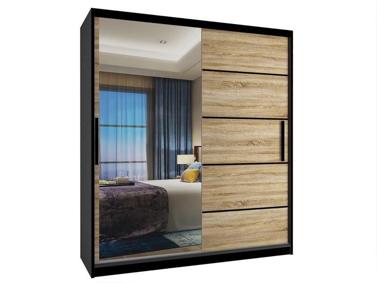 Armadio scorrevole 133 cm con specchio rovere rovere wotan rovere sonoma Produttore MZ SZP2/2/B/DS/0/BL