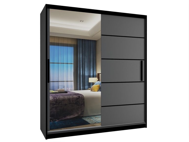 Armadio scorrevole 133 cm con specchio grigio antracite grafite Produttore MZ SZP2/2/B/SR/0/BL
