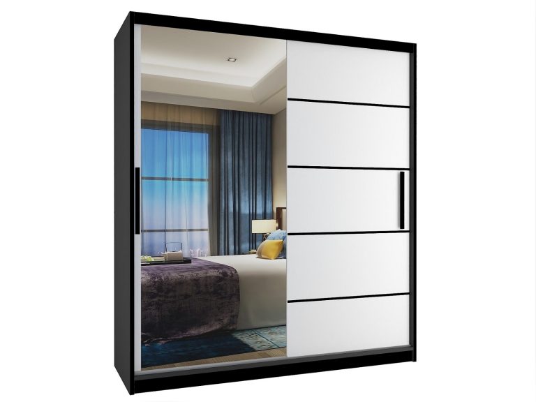 Armadio scorrevole 133 cm con specchio bianco opaco Produttore MZ SZP2/2/B/W/0/BL