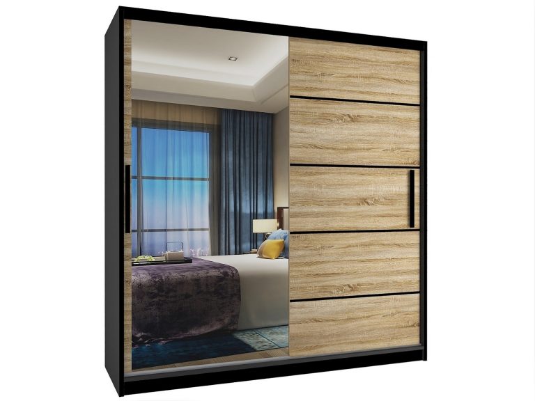 Armadio scorrevole 158 cm con specchio rovere rovere wotan rovere sonoma Produttore MZ SZP3/1/B/DS/0/BL
