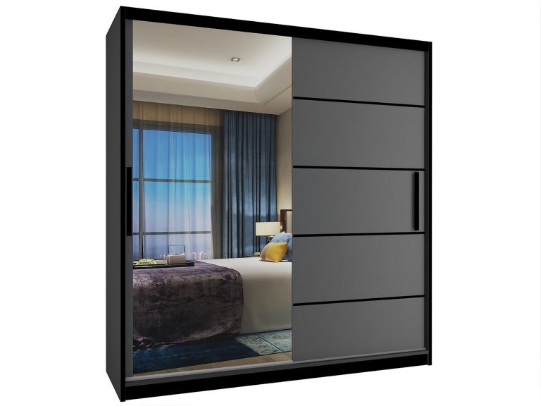 Armadio scorrevole 158 cm con specchio grigio antracite grafite opaco Produttore MZ SZP3/1/B/SR/0/BL