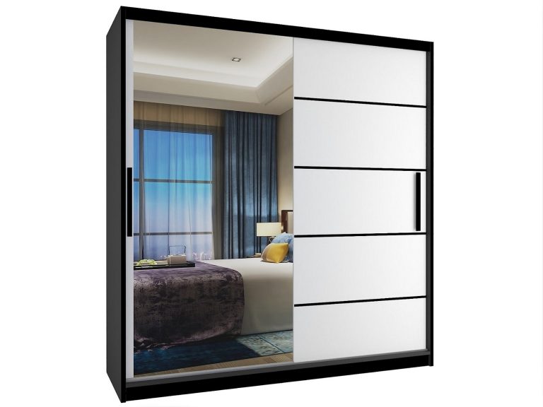 Armadio scorrevole 158 cm con specchio bianco opaco Produttore MZ SZP3/1/B/W/0/BL